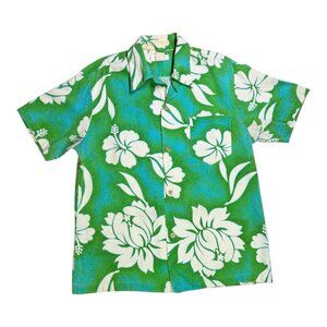 Vintage Barkcloth Hawaiian Shirt Short Sleeve Men's L Cotton